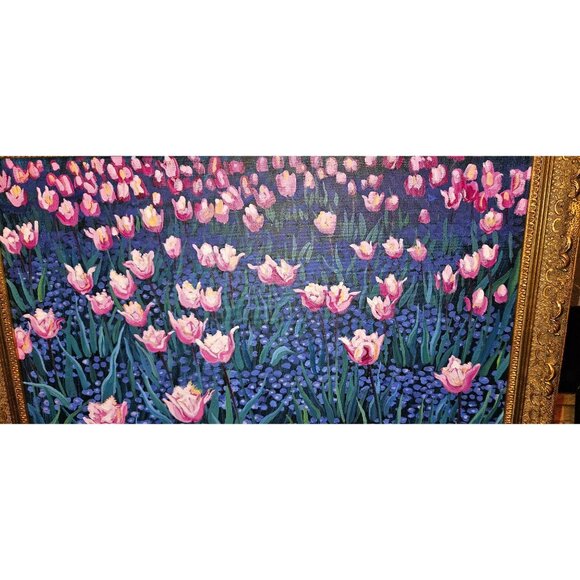 David Harrison Acrylic Floral Painting In Ornate Frame From Nordstrom Collection - Picture 9 of 13